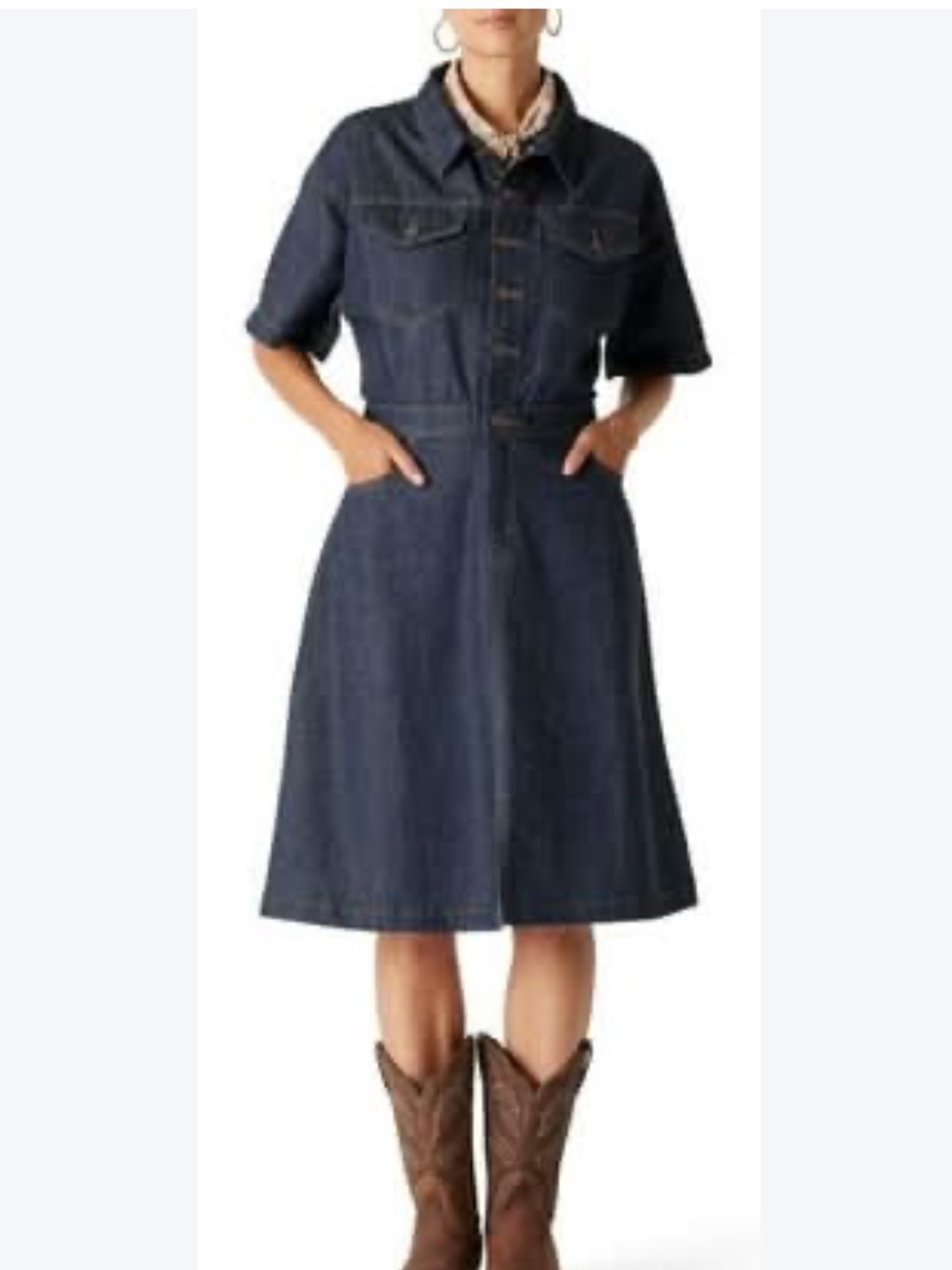 Levi's Dark Indigo Denim Midi Shirt Dress in Size Small